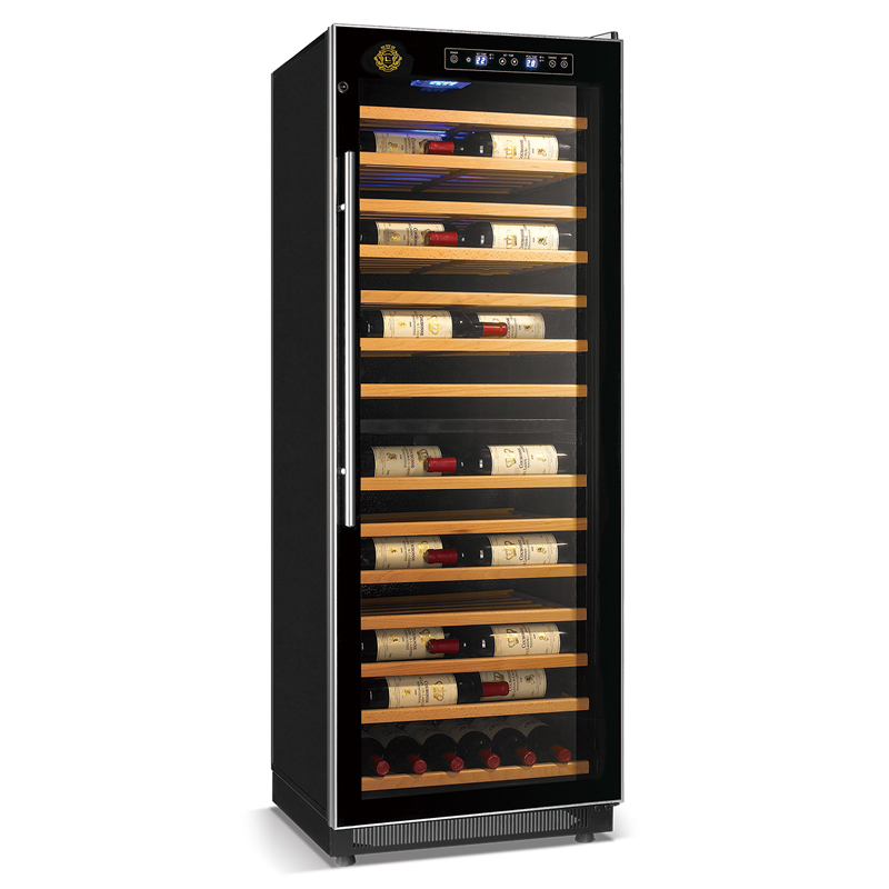 Elegáns sorozat, nagy hatékonyságú kompresszoros borhűtő, fagymentes, 120 W-os közvetlen hűtő italkirakat